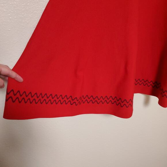 TED BAKER Scalloped Red Ribbed Sleeveless Party Dress Ted Sz 3 US 8 - Picture 5 of 11